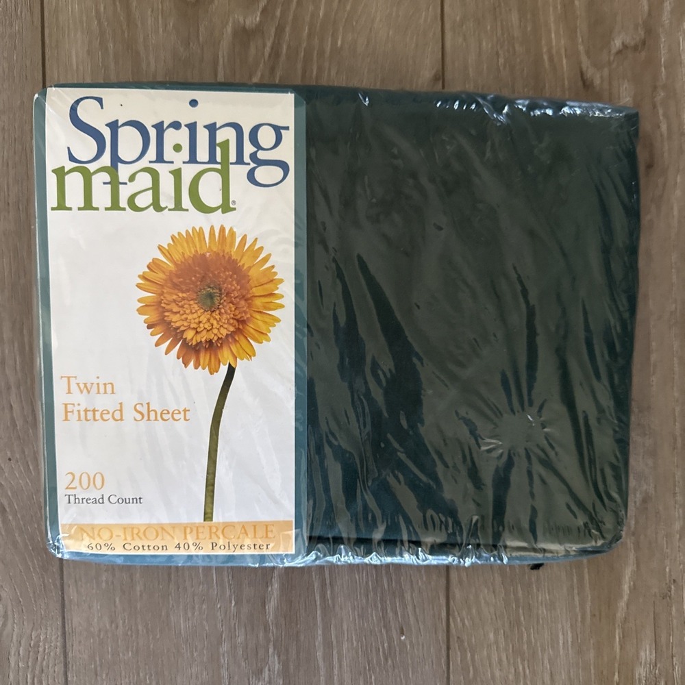Vintage Springmaid Cotton Rich‎ Twin Fitted Sheet in Hunter Green NEW